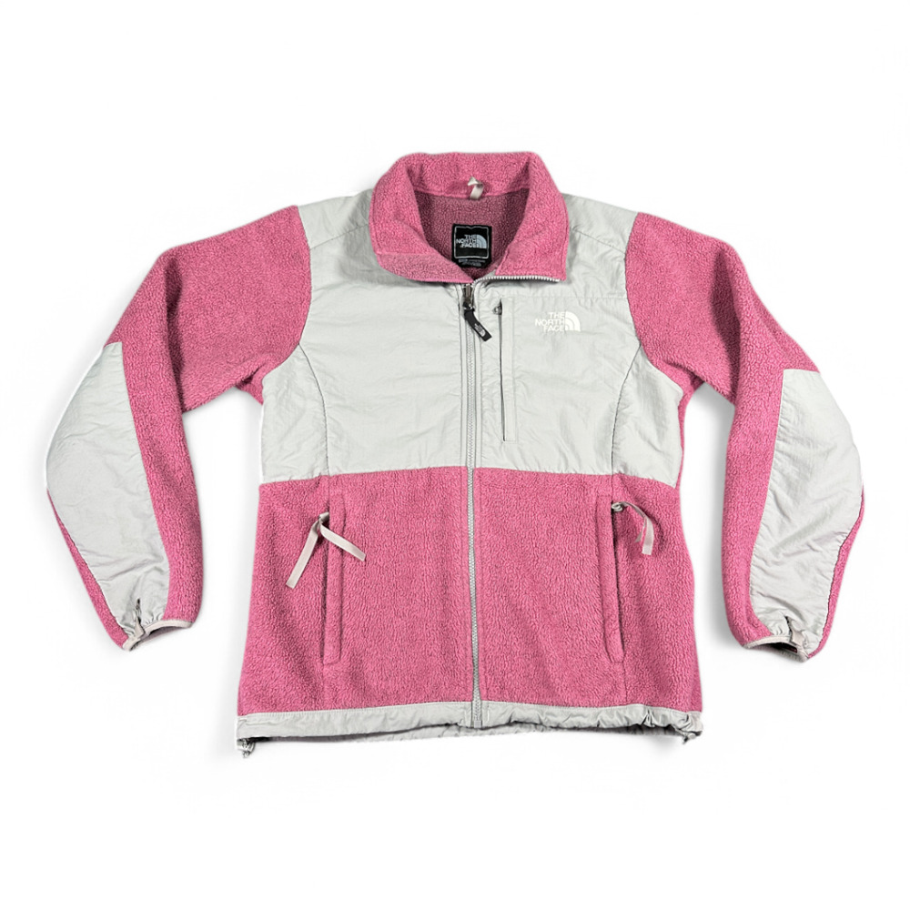 North Face Jacket Womens MEDIUM Pink Gray Denali Fleece Polartec Zip Dual Color